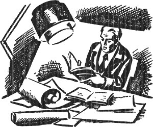 Часть вторая. XIII. «Чертовски интересная ночь». Иллюстрация к роману А. Р. Беляева «Властелин мира». Художник Б. Алимов, 1963.