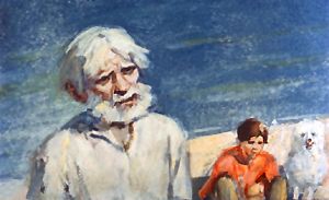 Говорю, ежели бы у тебя был самый что ни на есть верный друг... который сыздетства... То за сколько бы ты его примерно продал? Иллюстрация Р. Столярова к рассказу А. И. Куприна «Белый пудель»