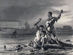 Репродукция с рисунка К. Трутовского (1862 г.) - иллюстрация к поэме А.С. Пушкина «Братья - разбойники». Печ. со стали Ф. А. Брокгауза в Лейпциге. Издание В. Е. Генкеля в Санкт-Петербурге. (АРАН Ф.543. Оп.8. Д.940. Л.8)