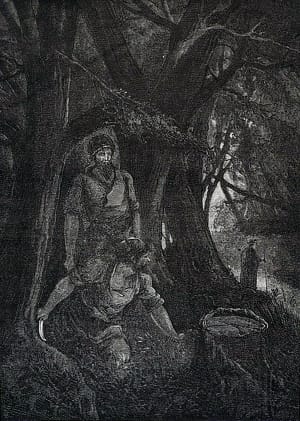 Братья в лесу. Иллюстрация к поэме А. С. Пушкина «Братья разбойники». К. Ольшевский с ориг. Медведева, 1874