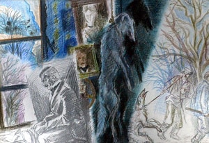 Рисунок к произведению И. А. Бунина «Последний день». Художник А. С. Смирнов, Ленинград, 1983 г.