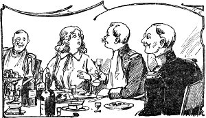 — Подлый немец! Смей только, смей только! Я ненавижу всех вас с вашим ужасным войском, с вашим безумным кайзером! — звенит отчаянный крик Муси. Иллюстрация к роману Лидии Чарской «Ее величество Любовь». Художник М. А. Андреев, 1915 г.