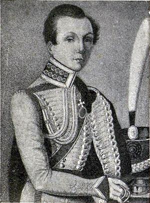 «Корнет Александров» в 1810 году (с современной литографии). Иллюстрация к повести Лидии Чарской «Смелая жизнь». Художник Е. П. Самокиш-Судковская, 1908 г.