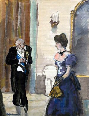 Акварель к рассказу А. П. Чехова «Анна на шее». Художники Кукрыниксы, 1940 г.
