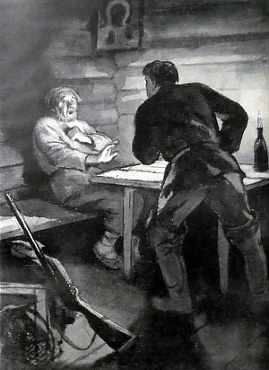 Иллюстрация Кукрыниксов (1954) к рассказу А. П. Чехова «Беспокойный гость» (1886)