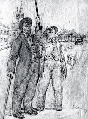 Иллюстрация к рассказу Чехова «Брожение умов». А. И. Вахрамеев, 1915 г.