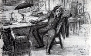 Андрей Васильевич Коврин. Иллюстрация к повести А. П. Чехова «Чёрный монах». Художник Г. К. Савицкий, 1908