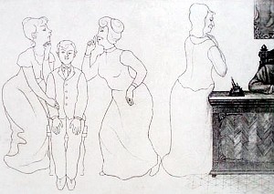 Иллюстрация к рассказу А. П. Чехова «Дамы». Б. А. Попов, 1960-70-е гг.