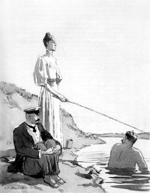 Иллюстрация к рассказу Чехова «Дочь Альбиона». Кукрыниксы, 1941