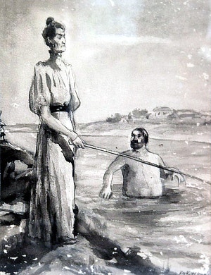 Кукрыниксы. Рисунок. К рассказу А. П. Чехова «Дочь Альбиона». 1940 г.