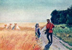 Акварель А. А. Пластова к рассказу Чехова «Егерь». 1954