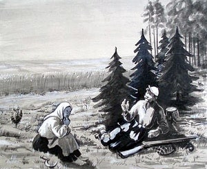 Иллюстрация к повести А.П. Чехова «Егерь». Художник Э. А. Эдельман, 1950-1976 гг.