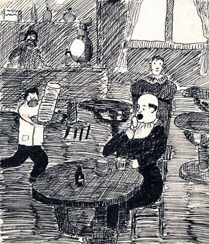 Иллюстрация к рассказу А. Чехова «Глупый француз». В. Аниденков, 1960-е гг.