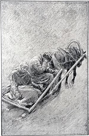 Иллюстрация к рассказу Чехова «Горе» с обложки издания 1894 г. (Типография т-ва И. Д. Сытина)
