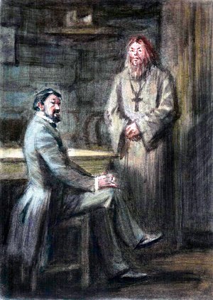 Иллюстрация В. Ф. Васильева к рассказу А. П. Чехова «Кошмар», 1960-е