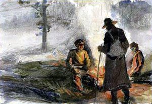 Иллюстрация к рассказу А. Чехова «Мёртвое тело». А. Пластов, 1946-1956