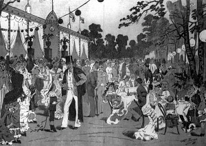 Фотография с рисунка Н. П. Чехова. «Гулянье в Сокольниках». Конец XIX — начало XX вв.