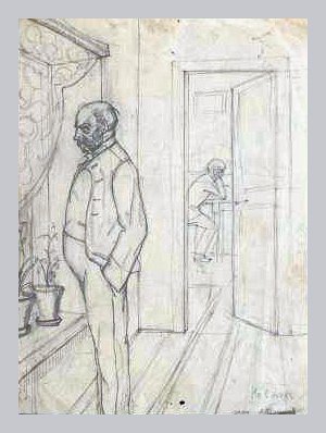 Становой пристав Семен Ильич Прачкин. Иллюстрация к рассказу А. П. Чехова «Не в духе». А. Н. Аршинов, 1916 г.