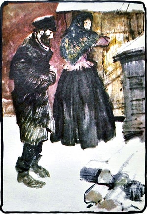 Иллюстрация П. Пинкисевича (1970) к рассказу А. Чехова «Нищий»