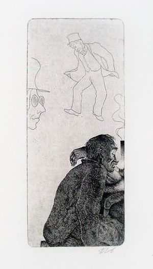 Иллюстрация к рассказу А. П. Чехова «Сапожник и нечистая сила». Б. А. Попов, 1960-70-е гг.