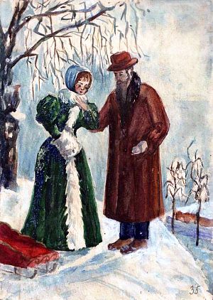 Иллюстрация к рассказу А. Чехова «Шуточка». Художник С. Макаренко, 1960-1970-е гг.