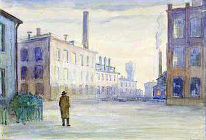 Королев во дворе фабрики. Иллюстрация к рассказу А. П. Чехова «Случай из практики». П. Я. Павлинов, 1935