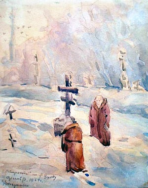 Иллюстрация к рассказу А. Чехова «Старость». В. Сергеев, 1964