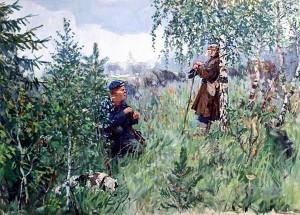 Иллюстрация А. А. Пластова к рассказу Чехова «Свирель»