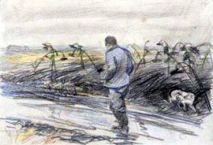 Иллюстрация А. А. Пластова к рассказу А. П. Чехова «Тяжелые люди». 1927 г.