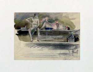 Иллюстрация А. А. Пластова к рассказу А. П. Чехова «В бане», 1920-е