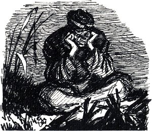 Рисунок к рассказу А. П. Чехова «В ссылке». Т. Г. Гапоненко, 1944-1945 гг.