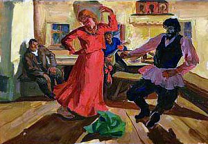 Иллюстрация А. А. Пластова к рассказу А. П. Чехова «Воры», 1920-е