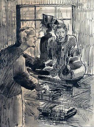 Иллюстрация к рассказу А. Чехова «Забыл!!». Н. Павлов, 1965