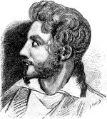 «Портрет Эжена Девериа, сделанный им самим в 1824 году. Он подарил его моему брату Абелю, от которого я его получил». (Записка Виктора Гюго. Рукопись «Человека, который смеется».). Иллюстрация к роману Виктора Гюго «Человек, который смеется». Художники Жорж Рошгросс и Даниэль Вьерхе. Издание 1886 г.