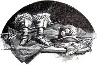 Концовка к главе 2 «Лорд Дэвид Дерри-Мойр» романа Виктора Гюго «Человек, который смеется». Художники Жорж Рошгросс и Даниэль Вьерхе. Издание 1886 г.