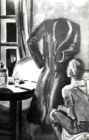 Рисунок к роману Герберта Уэллса «Человек-невидимка». Художник Н. Гришин, 1964
