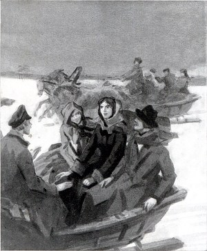 Зимний пикник. Иллюстрация к роману Н. Г. Чернышевского «Что делать?». Художник В. Н. Минаев, 1965 г.