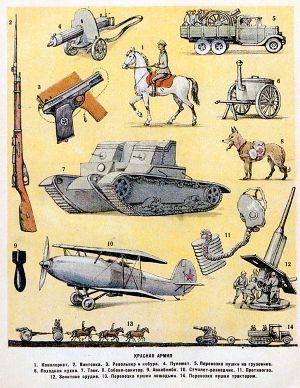 Красная армия. Автолитография к книге Б. Житкова «Что я видел». Художник Е. Сафонова, 1939