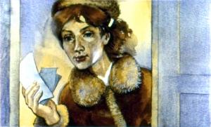 И только что они на этом порешили, как вошла мать. Она была довольна, потому что достала хорошие билеты на поезд... Иллюстрация И. Принцевского к рассказу «Чук и Гек» Аркадия Гайдара