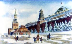 И, конечно, этот город назывался Москва. Иллюстрация И. Принцевского к рассказу «Чук и Гек» Аркадия Гайдара