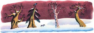 Повеял холод, мороз. Иллюстрация В. Конашевича к сказке В. Даля «Старик годовик»