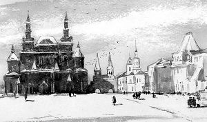 Красная площадь. Иллюстрация к рассказу А. П. Чехова «Дама с собачкой». Кукрыниксы, 1945 г.