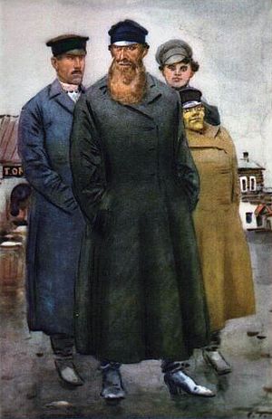 Семья Артамоновых. Иллюстрация к роману М. Горького «Дело Артамоновых». Художник С. В. Герасимов. Середина XX века.