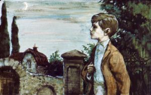 Густые сумерки залегли над Княжьим-Веном. Иллюстрация Ю. Теребилова к «Детям подземелья» Короленко