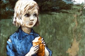 Маруся с хлебом. Иллюстрация Ю. Теребилова к «Детям подземелья» Короленко