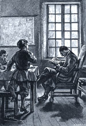 Карл Иваныч сидел на обычном месте. Иллюстрация Ж. Ру и Беннета к повести Л. Н. Толстого «Детство»