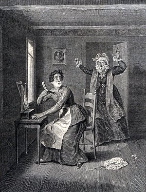 Мавруша бреется. Ческий Иван Васильевич (1777-1848) с рис. А. П. Брюллова к поэме Пушкина «Домик в Коломне», 1833