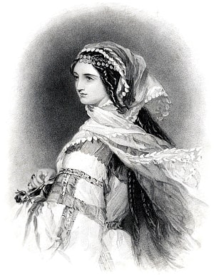 Гайдэ. Рис. Чэлон (A. E. Cholon, R. A.), грав. Артлет (R. A. Artlett). Иллюстрация к поэме Джорджа Байрона «Дон Жуан»