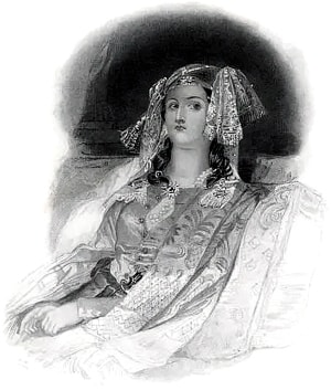Гравюра. Гюльбея, героиня поэмы Байрона «Дон Жуан». Резец, офорт. Англия, Лондон, 1836. Рис. Медоус (Meadows), грав. Райол (H. T. Ryall).