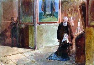 Иллюстрация к повести Достоевского «Хозяйка». Николай Каразин, 1893